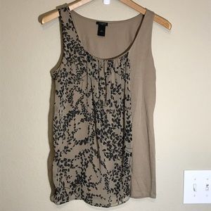 Brown Black Floral Layered Tank Top Blouse